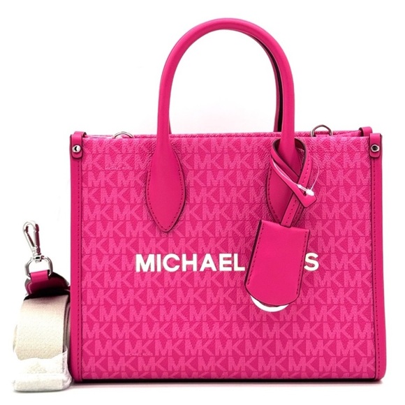 Michael Kors Mirella Small Signature Logo Crossbody Bag Dragonfruit - Picture 1 of 10